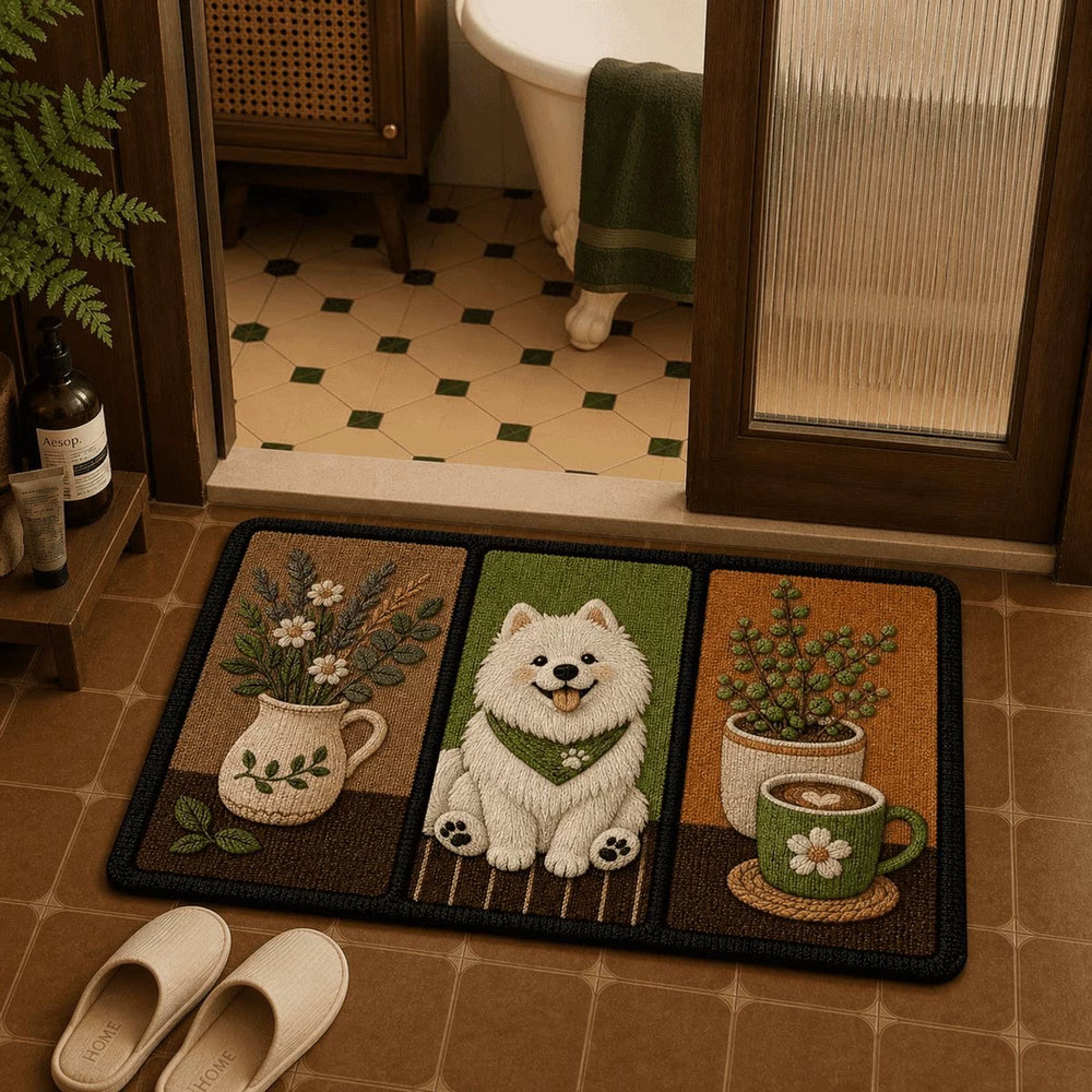 Cute Dog Diatomite Quick-Dry Bath Mat