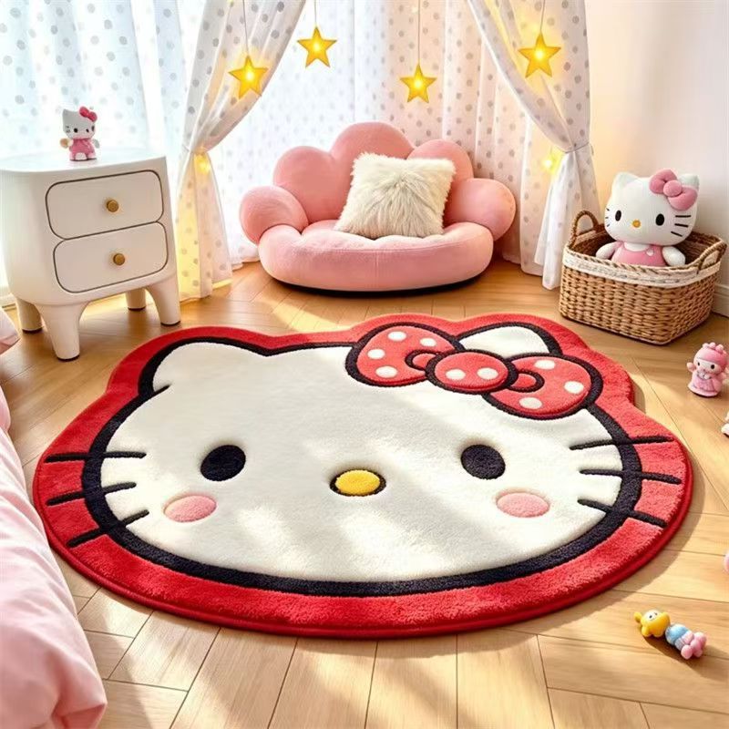 Cartoon Cat Shape Faux Cashmere Floor Mat