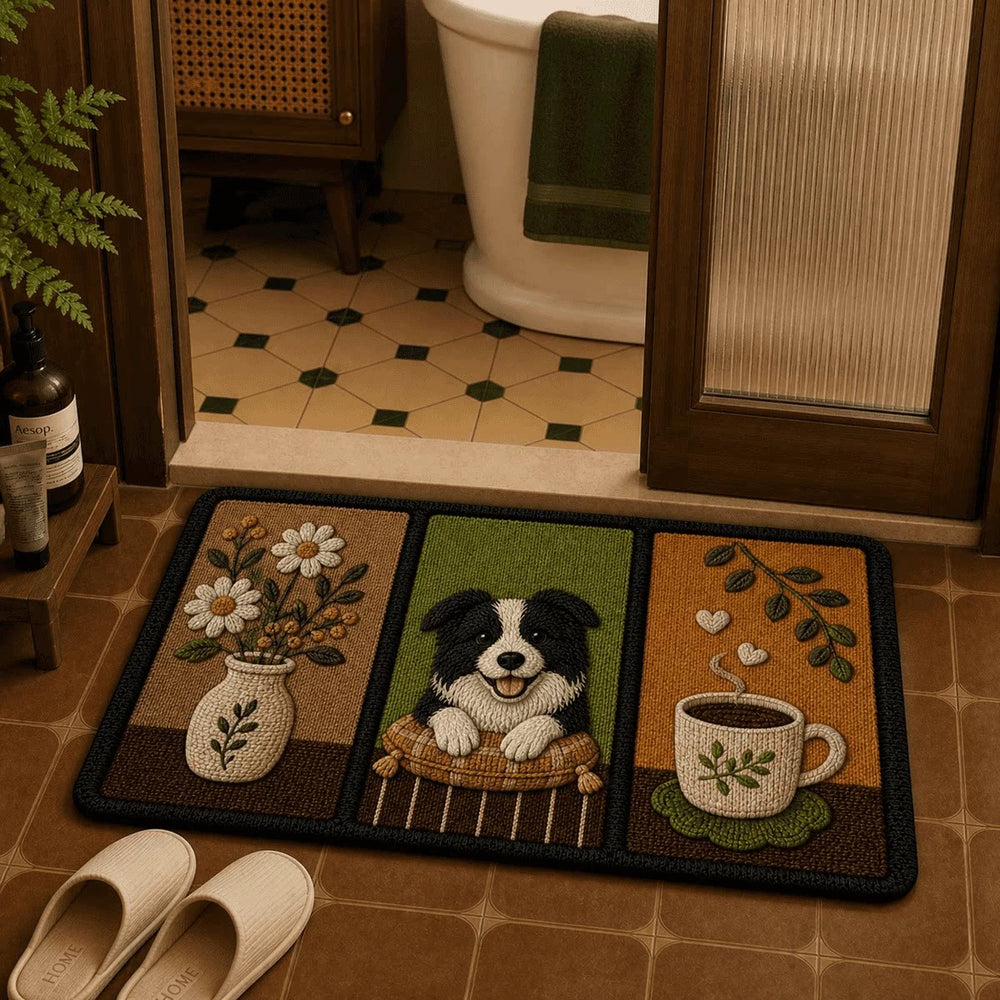 Cute Dog Diatomite Quick-Dry Bath Mat