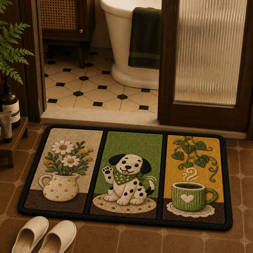 Cute Dog Diatomite Quick-Dry Bath Mat