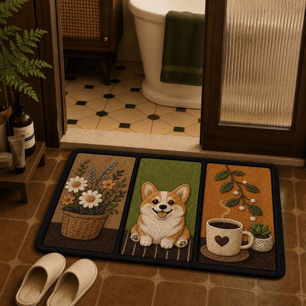 Cute Dog Diatomite Quick-Dry Bath Mat