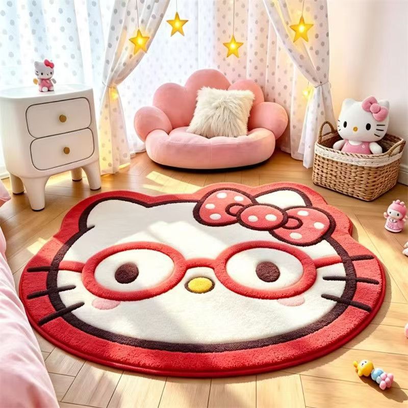 Cartoon Cat Shape Faux Cashmere Floor Mat