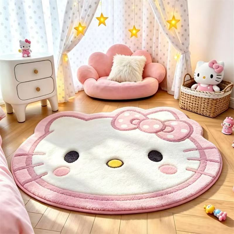 Cartoon Cat Shape Faux Cashmere Floor Mat