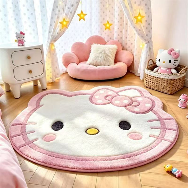 Cartoon Cat Shape Faux Cashmere Floor Mat