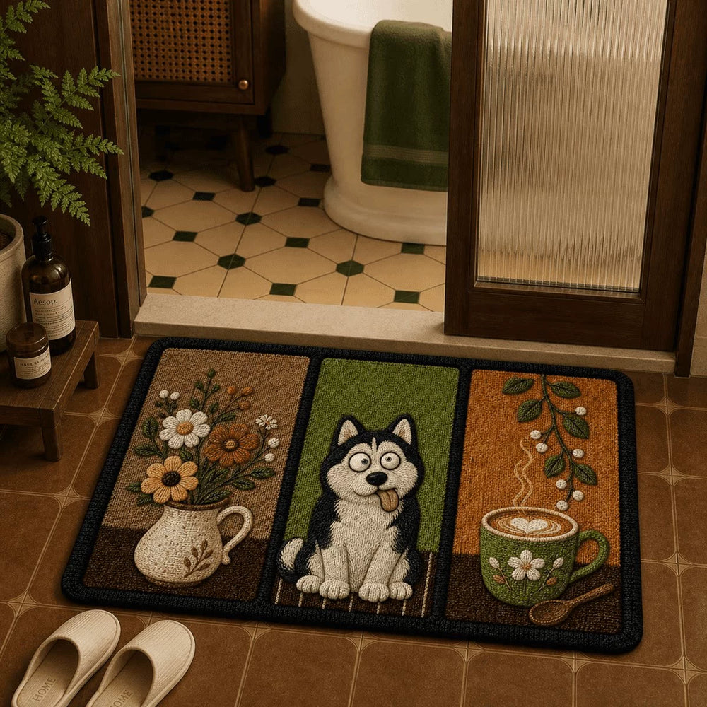Cute Dog Diatomite Quick-Dry Bath Mat